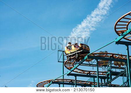ALLENTOWN, PA - OCTOBER 22: View of Roller Coasters at Dorney Park in Allentown, Pennsylvania