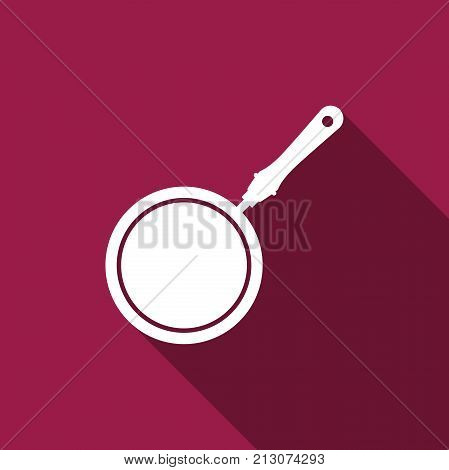Frying pan icon isolated with long shadow. Flat design. Vector Illustration