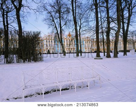 The Catherine Palace. Rococo palace located in the town of Tsarskoye Selo (Pushkin), 30 km south of St. Petersburg, Russia. Summer residence of the Russian tsars.