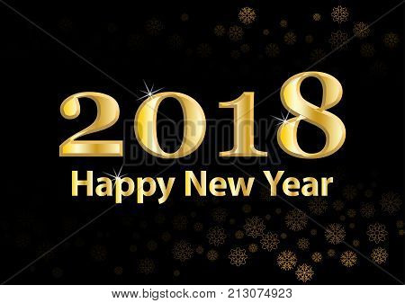 2018 Happy New Year vector background with gold silver glitter numbers. Festive retro poster with shimmering texture
