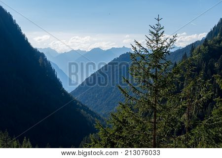 Mountains and peaks landscape. Kühtai glacier natural environment. Hiking in the Stubai Alps. Sellrain valley Tirol Salzburg Austria Europe