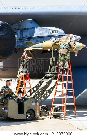 Loading Bombs On B-52 Bomber