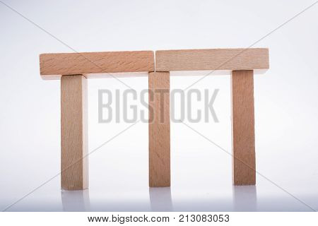 Wooden Domino Blocks On White Background