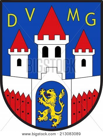 Coat of arms of Jever is the capital of the district of Friesland in Lower Saxony Germany. Vector illustration