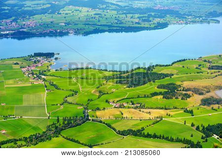 Picturesque Views From The Tegelberg Mountain, A Part Of Ammergau Alps, Located Nead Fussen, Bavaria