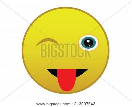 Wink Smiley, Emoticon, icon, emoji isolated on white background