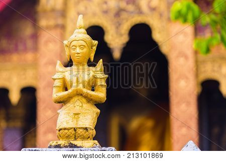 Statue Of A Buddhist Godt, Louangphabang, Laos. Close-up.