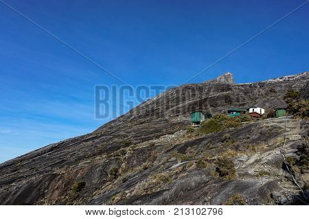 Ranau,Sabah-March13,2016:Sayat Sayat hut at Mountain Kinabalu Sabah Borneo,Malaysia.This Hut is reserved mainly for hard core climbers for Alpine Experience,Sports Climbing Rappelling & Mountaineering