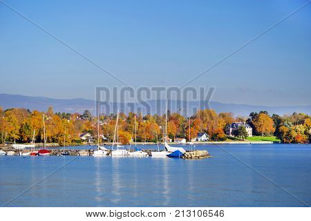 Leman Lake at Versoix, Geneva, Switzerland, Europe