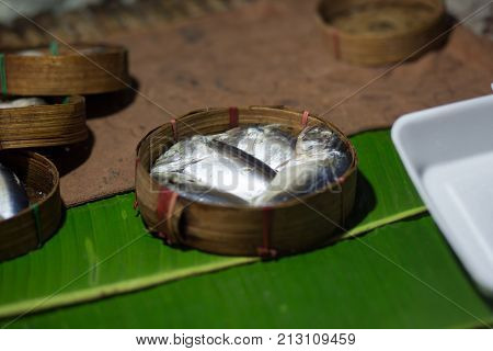 Mackerel in the basket asia, eat, cooking, cook, protein