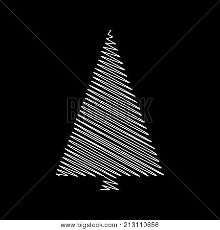 Christmas Tree Scribble Vectordesign Isolated On Black Background
