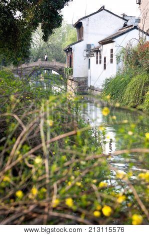 SUZHOU, CHINA - MARCH 31, 2013 - Early morning on Pingjianglu, Suzhou, China