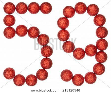 Numeral 59, Fifty Nine, From Decorative Balls, Isolated On White Background