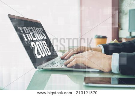 Hand of Businessman typing 