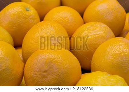 Citrus fruit, close-up, big juicy oranges,orange background