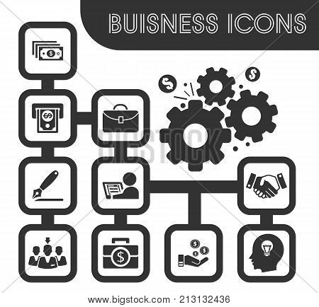 Business icons set and symbols for web user interface
