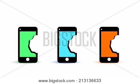 broken mobile smart phone with broken screen