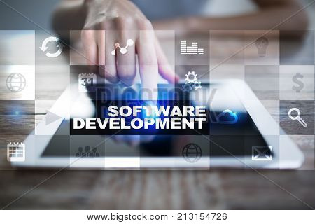 Software development on virtual screen. Applications for business Programming