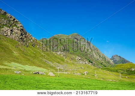 Mountains on the Lofoten islands in Norway.