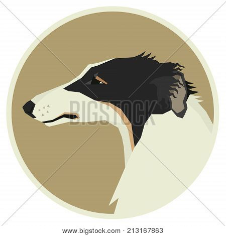 Dog collection Borzoi Geometric style Avatar icon round set