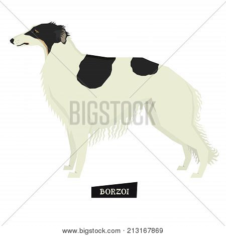 Dog collection Borzoi Geometric style Isolated object