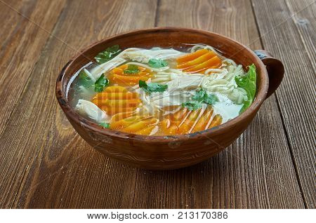 Quickest Homemade Chicken Noodle Soup  , close up