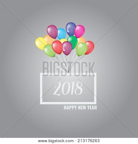 Happy New Year 2018 with colorful balloons vector illustration