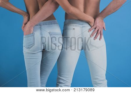 Jeans Couple, sexy fashion man and woman