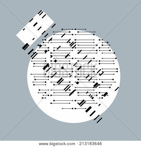 Vector geometric digtal black and white composition abstract graphic art.