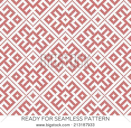 traditional Russian and slavic ornament embroidered cross-stitch.traditional Russian and slavic ornament embroidered cross-stitch.DISABLING LAYERS you can obtain seamless pattern