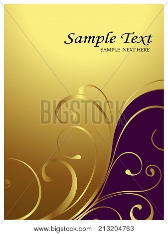 Abstract floral pattern on a gold background. Vector illustration.
