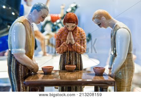 Turin Italy - June 5 2010: The Lenci's ceramics exhibiton in Palazzo Madama museum