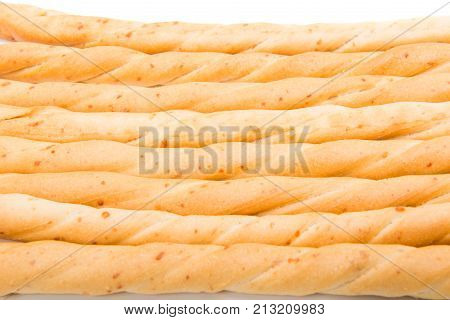 Grissini traditional breadstick isolated on white background