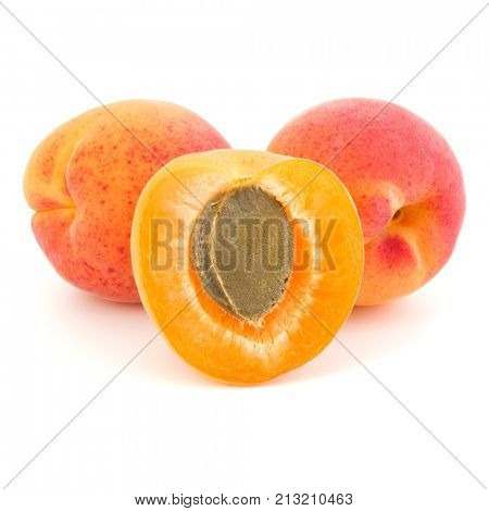 three apricot fruit isolated on white background cutout