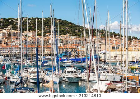 View Of The Port With Yachts, Sete, France. Close-up.