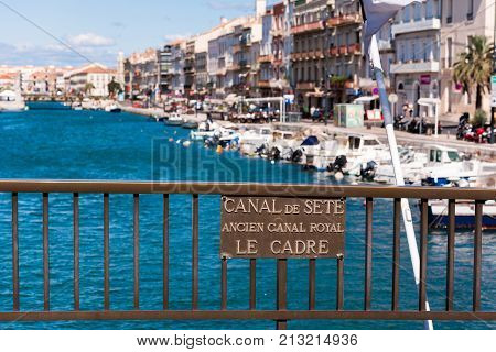 Sete, France - September 10, 2017: View Of The Royal Canal In Sete. Copy Space For Text
