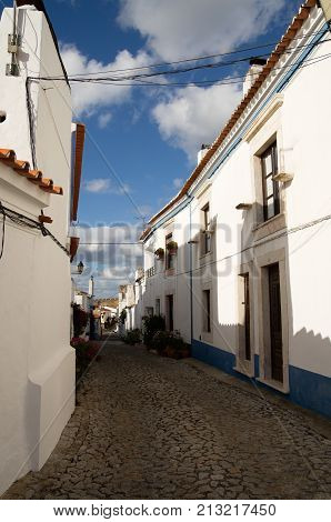 Typical Narrow Street Of Terena Village Leading To Castle