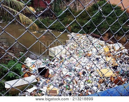 Polluted stream in Santo Domingo, Dominican Republic