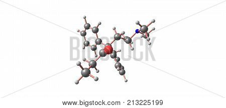 Methadone Molecular Structure Isolated On White