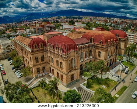 Aerial View Of Benigno Malo High School In Cuenca, Ecuador