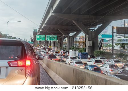 Mrt Subway Train Runs In Bangkok