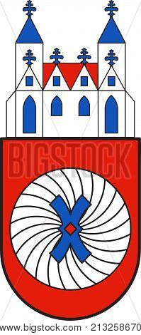 Coat of arms of Hamelin is a town on the river Weser in Lower Saxony Germany. Vector illustration