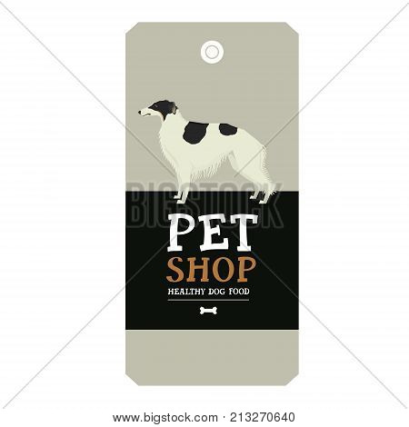 Poster Pet Shop Design label Borzoi Geometric style set