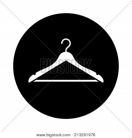 Hanger circle icon. Black round minimalist icon isolated on white background. Hanger simple silhouette. Web site page and mobile app design vector element.
