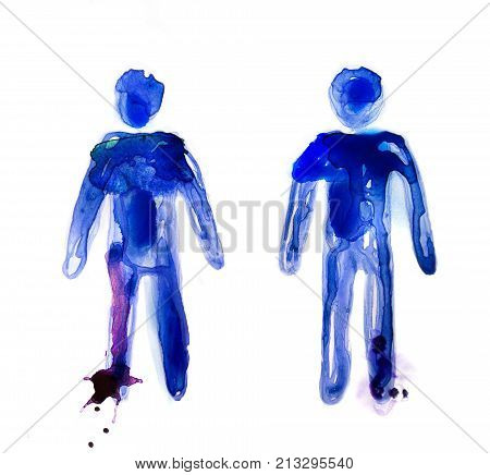 Abstract people made of watercolour with splashes