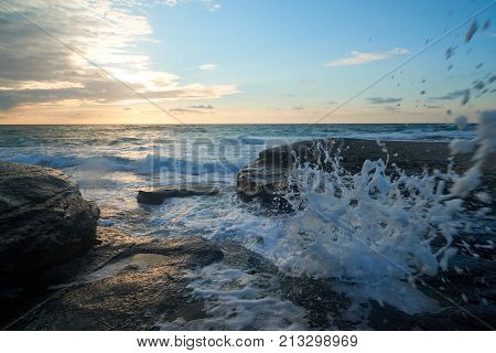 On the shore of the Caspian Sea. Caspian Sea in Kazakhstan.
The Caspian Sea is the largest enclosed inland body of water on Earth by area, variously classed as the world's largest lake or a full-fledged sea.