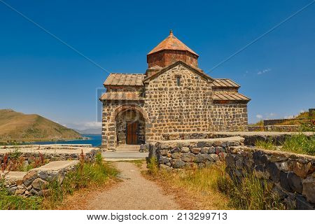 Famous Sevanavank Monastery on Sevan Lake in Armenia