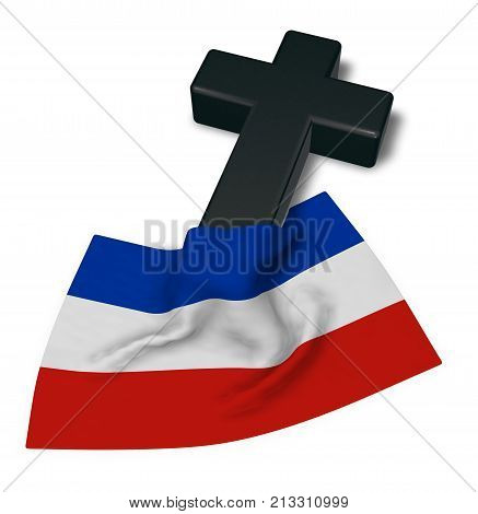 christian cross and flag of schleswig-holstein - 3d rendering