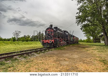 Train and steam locomotive in Edirne Turkey
