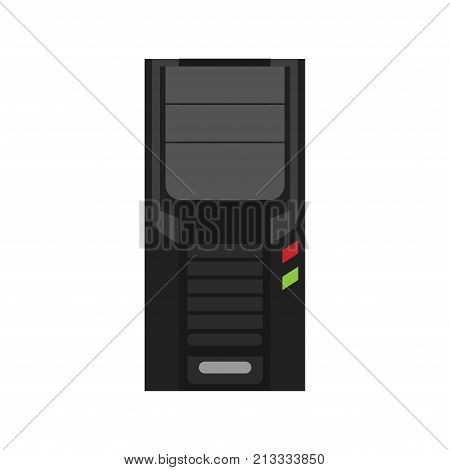 Computer case vector icon PC desktop tower. Technology server systme CPU hardware illustration isolated